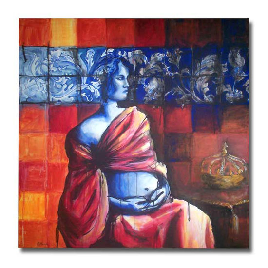 CON EL REY EN EL VIENTRE - IX Acrylic Canvas Figure Painting