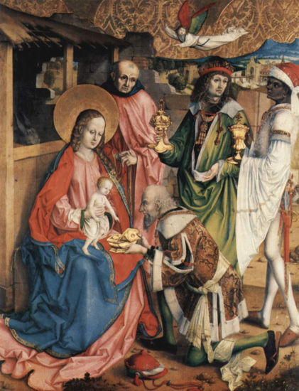 High altar of the Franciscan church of Fribourg, right interior, scene 