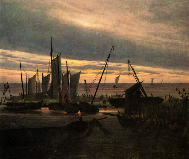 Boats in the Harbor in the Evening (After Sunset) 