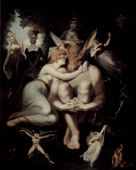 The Queen of the Fairies Titania and Zettel, the Weaver with a Donkey's Head 