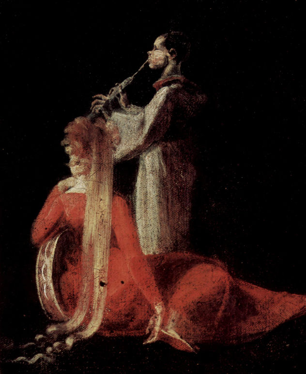 La reina de las hadas Titania y Zettel, el tejedor con cabeza de burro, detalle