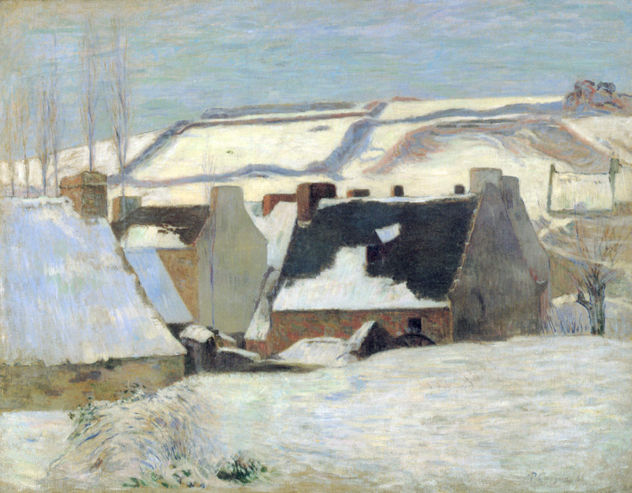 Pueblo bretón en la nieve