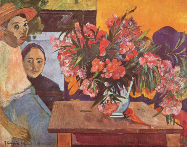 Gran ramo de flores con niños tahitianos (Te Tiare Farani)