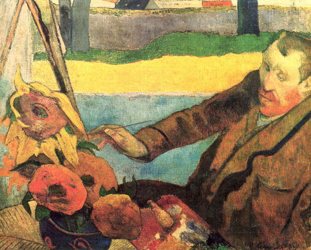 Porträt des Vincent van Gogh, Sonnenblumen malend
