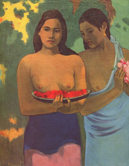 Two Girls with Mango Flowers 