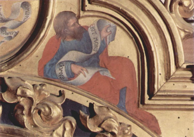 Adoration of the Magi, left gable field, right scene.