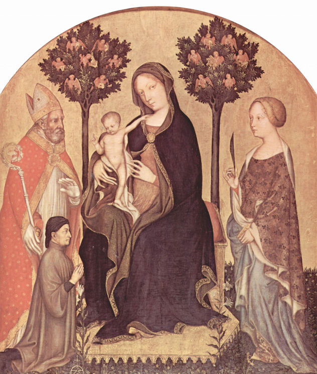 Madonna con San Nicolás de Mira y Santa Catalina de Alejandría y donante