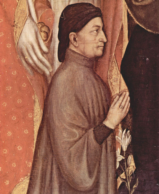 Madonna con San Nicolás de Mira y Santa Catalina de Alejandría y donante, Detalle