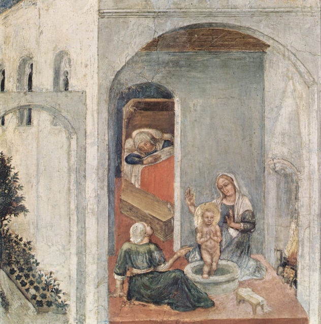 Quaratesi-Polyptychon, cinco tablas de predela con escenas de la vida de San Nicolás de Bari (representaciones de milagros), escena