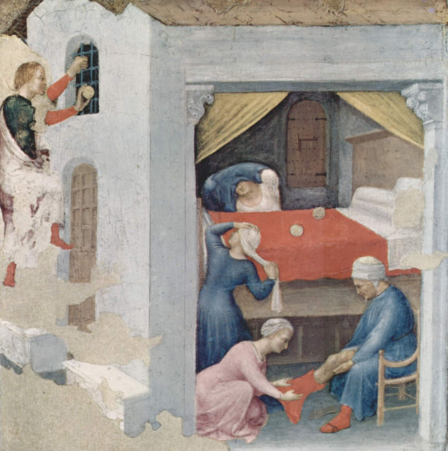 Quaratesi-Polyptychon, cinco tablas de predela con escenas de la vida de San Nicolás de Bari (representaciones de milagros), escena