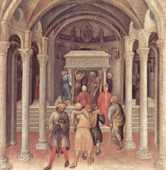 Quaratesi Polyptych, five predella panels with scenes from the life of Saint Nicholas of Bari (representations of miracles), scene 