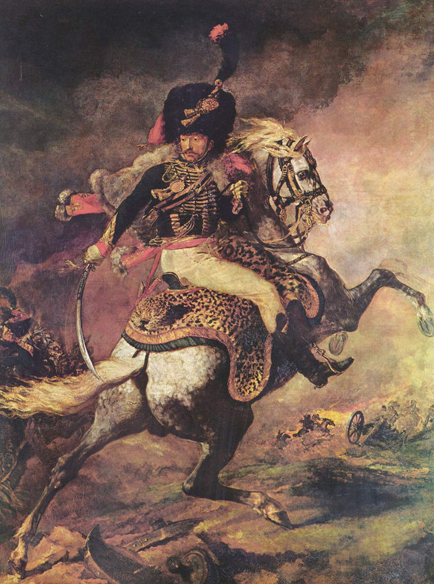 Oficial de los cazadores de la guardia en el ataque