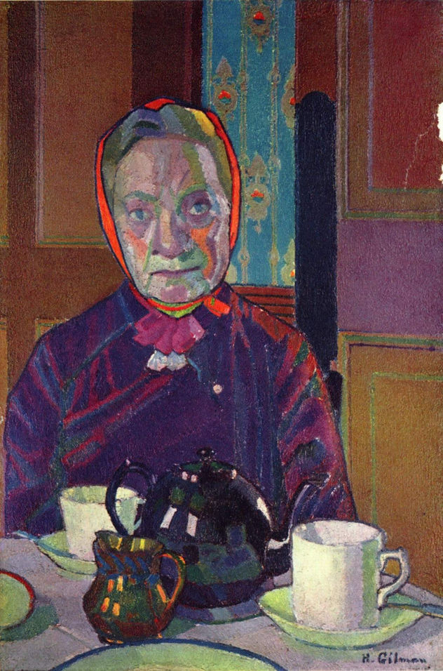 Retrato de la Sra. Mounter en la mesa del desayuno