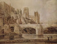Durham Cathedral and the bridge, seen from the River Wear.