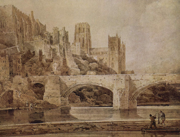 Durham Cathedral and the bridge, seen from the River Wear.