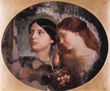 Two Women with a Bouquet of Flowers, Oval