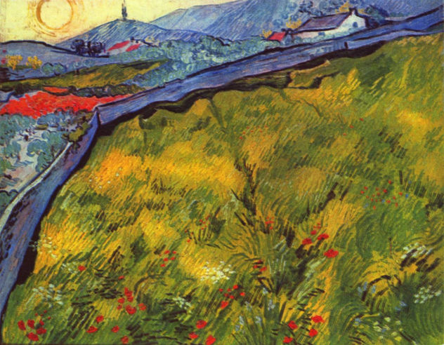 Mountainous Landscape at Dawn with Fenced Prairie