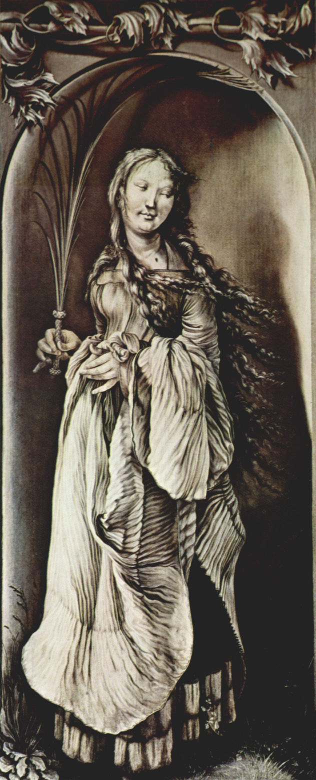 Tablillas de pie con cuatro santos para el altar Heller de Albrecht Dürer, anteriormente en la iglesia dominicana de Fráncfort del Meno, escena.