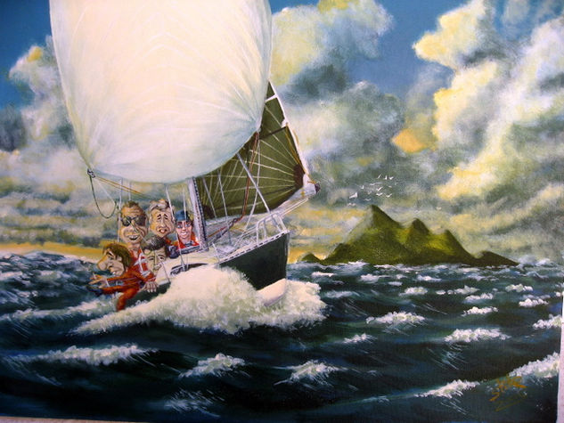 Alcatraces por boreste Acrylic Canvas Marine Painting