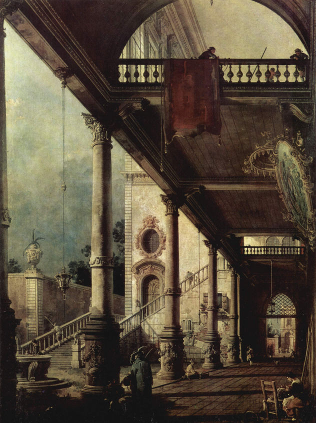 Die Mole in Venedig mit der Buchhandlung, Blick Richtung Chiesa della Salute, Venedig