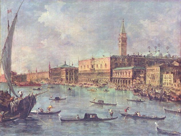 Pintura en la Chiesa dell'Agnello Raffaele en Venecia sobre la historia de Tobías, escena.