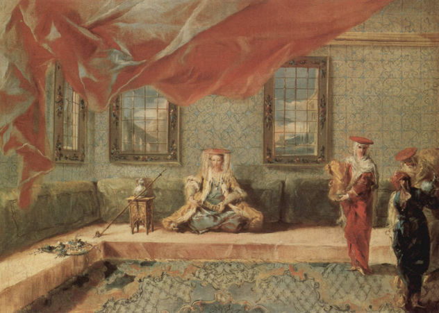Dance of Three Turkish Couples in Front of a Fire
