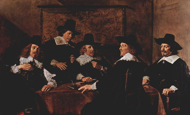 Retrato grupal de las regentas del hospicio de ancianas en Haarlem