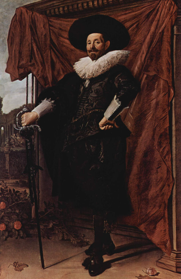 Retrato de una mujer de unos treinta años con una cadena alrededor de la cintura.