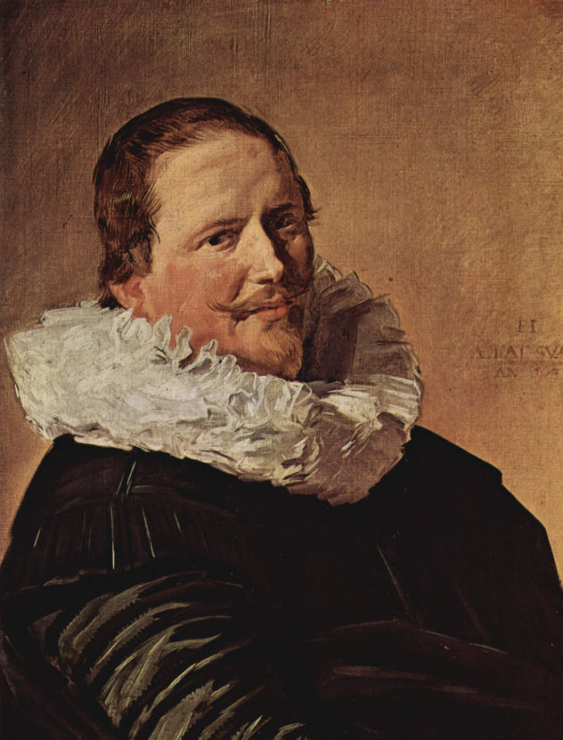 Portrait of a man of about sixty years with a skull in his left hand.