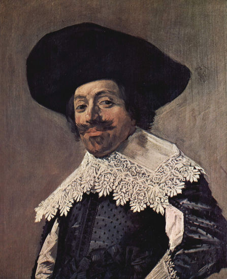 Portrait of a Man with a Peak Collar, Leaning on His Hip with His Right Hand and Gloves in His Left Hand. 