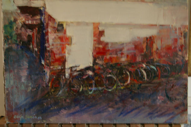 bicicletas en París Mixed media Canvas Landscaping