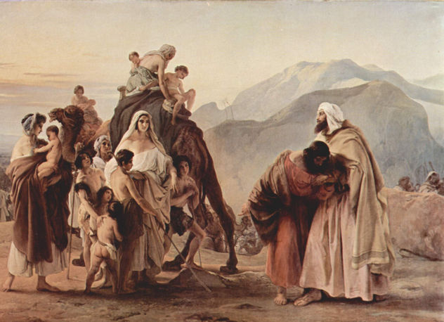 Encuentro de Jacob y Esaú, detalle