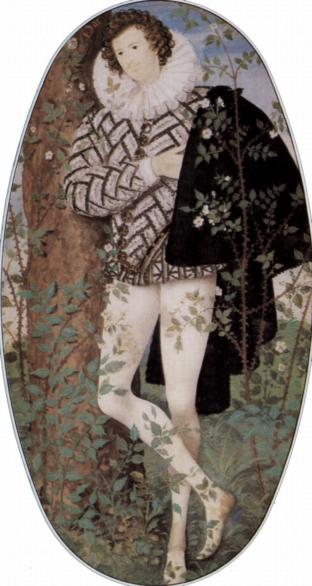 Retrato de un joven entre rosas, Oval, Detalle