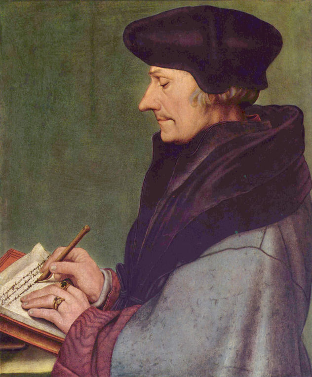 Retrato de Erasmo de Róterdam en el escritorio