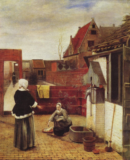 Woman and Maid in a Courtyard 