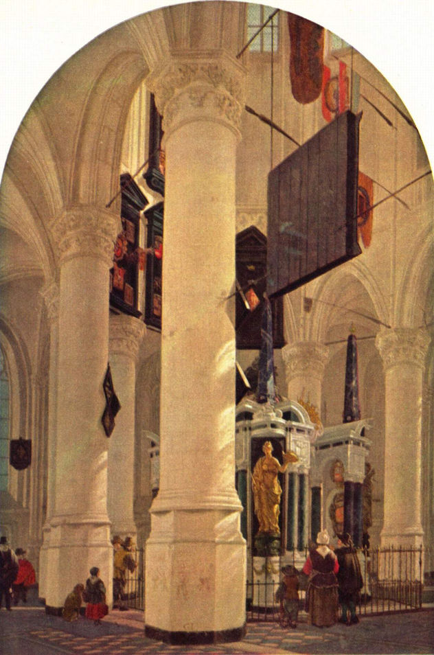 Interior de la Nueva Iglesia en Delft