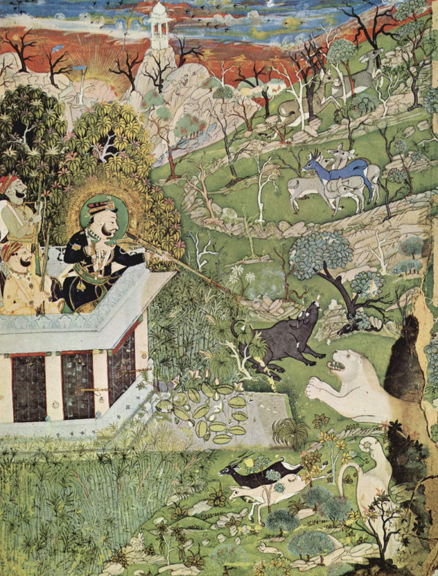 Râjâ Râm Singh II. in the Hunt