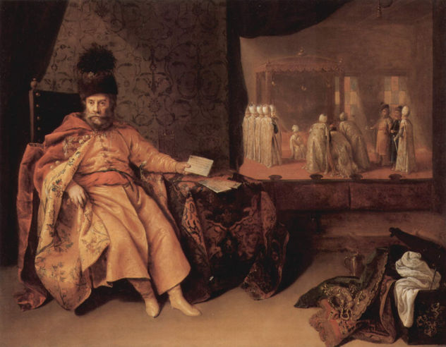Porträt des Johann Rudolph Schmid, Freiherr von Schwarzemhorn, beim Sultan im Jahre 1651