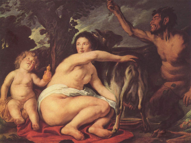 Juventud de Zeus (La cabra Amaltea alimenta a Zeus)