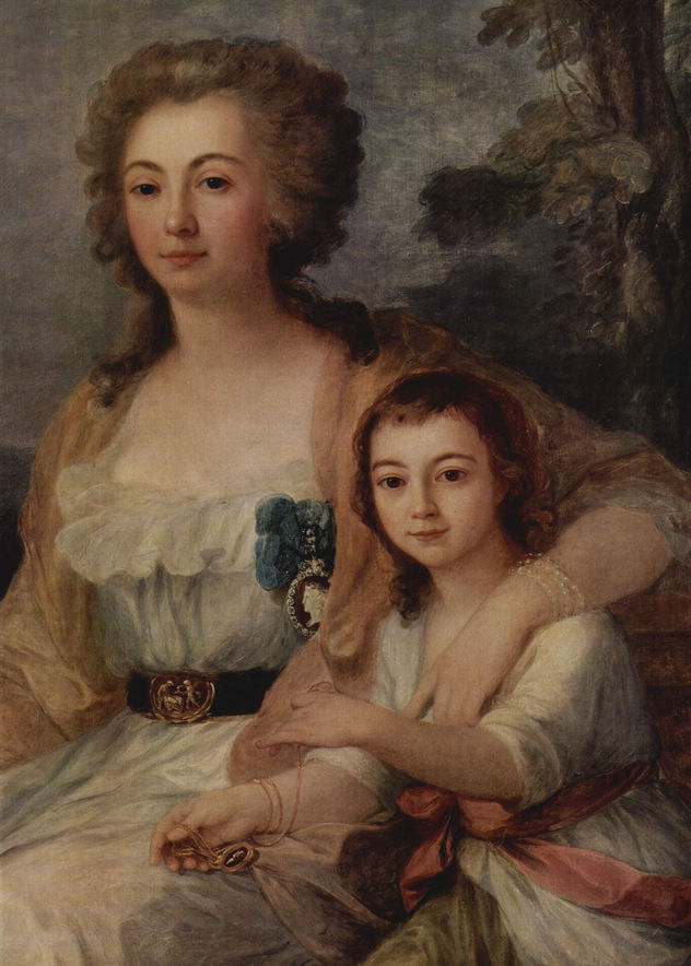 Retrato de la condesa Anna Protásova con sus sobrinas, detalle