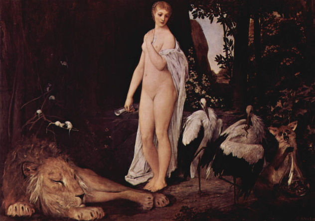 Feminine Act with Animals in a Landscape