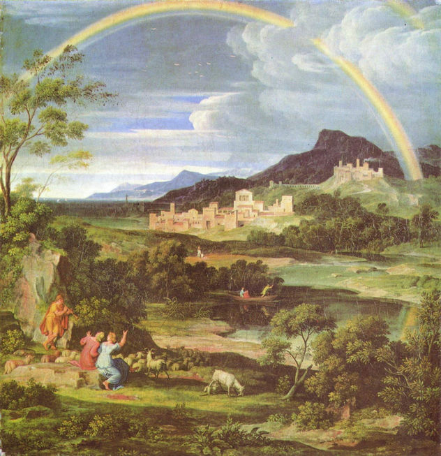 Paisaje heroico con el arcoíris