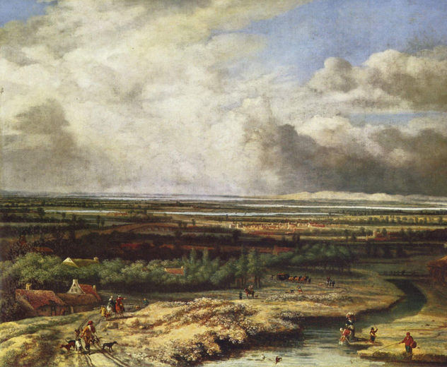 River Landscape with Hunting Society