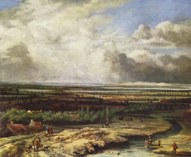 River Landscape with Hunting Society 