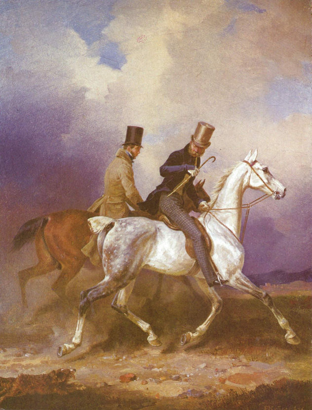 Paseo del príncipe Wilhelm de Prusia acompañado del pintor