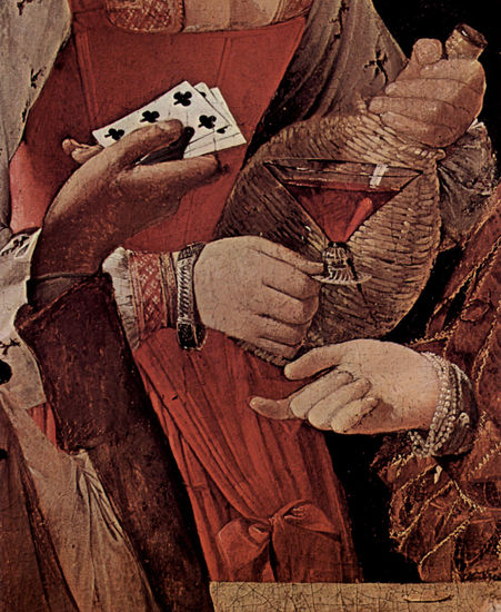 The cheating player, with Ace of clubs, detail 