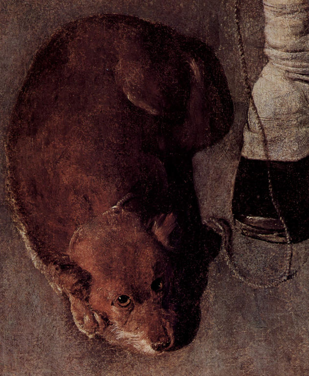 Hurdy-Gurdy Player with Dog, Detail