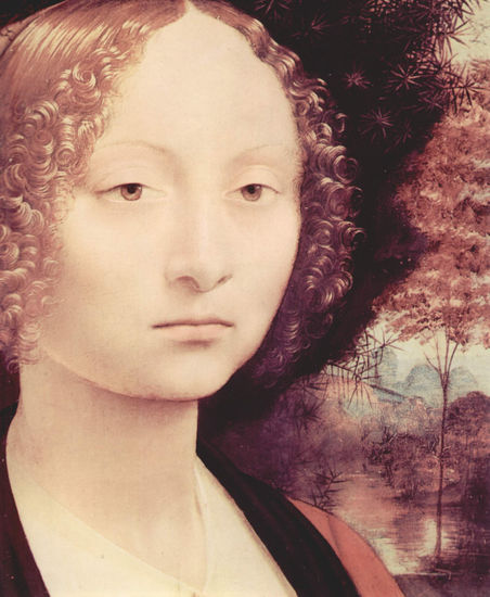 Retrato de una noble (¿Ginerva Benci?), detalle 