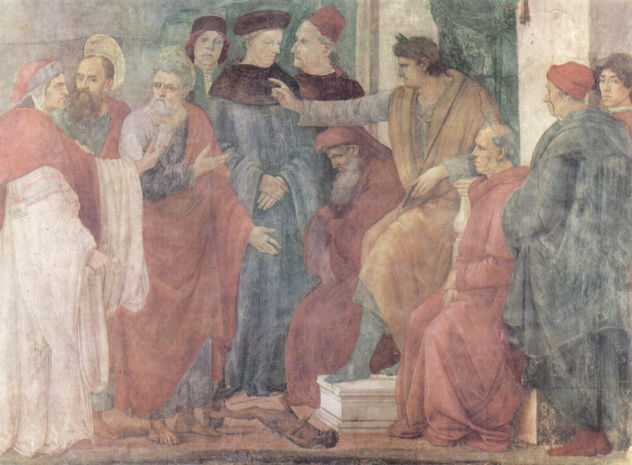 Ciclo de frescos en la Capilla de Brancacci en Santa Maria del Carmine en Florencia, escena