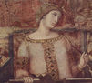 Frescos del ciclo "Allegorías del buen y del mal gobierno" en la sala del consejo de los Nueve, Palazzo Pubblico en Siena, escena